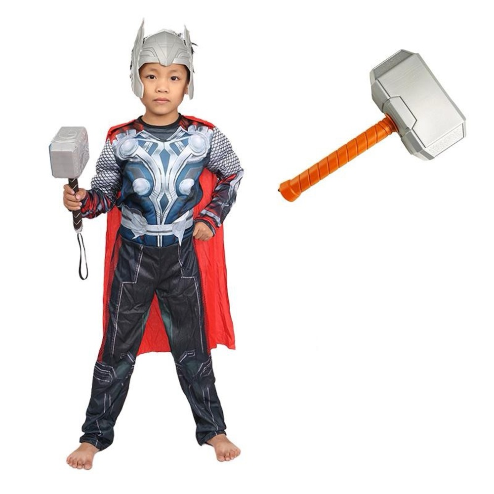 Kids Thor Superhero Muscle Costume Set for Halloween